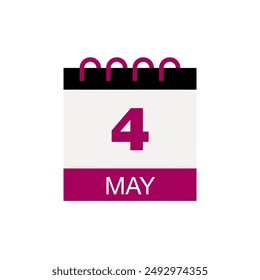 4 de mayo calendario fecha icono Vector eps