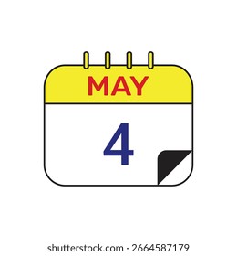 Ilustración de diseño de Vector de icono de calendario de 4 de mayo