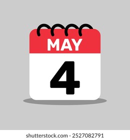 4 May Icon calendar day of the month, vector illustration design.