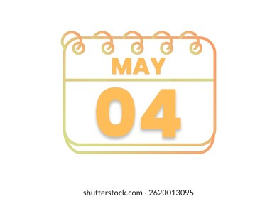 4 may month single day vector, illustration, calendar with orange, yellow, brown and white color background calendar icon of may 4