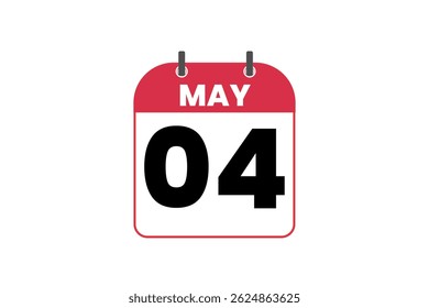 4 may month single day vector, illustration, calendar with red, black and white color background calendar icon of may 4