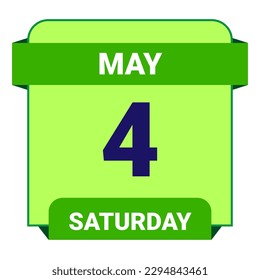 4 May, Saturday. Date template. Useful design for calendar or event promotion. Vector illustration EPS 10 File. Isolated on white background. 