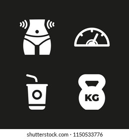 4 measure icons in vector set. weight, meter, sugar and waist illustration for web and graphic design
