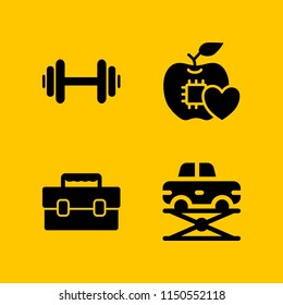 4 measure icons in vector set. tool box, construction and tools, weight and diet illustration for web and graphic design