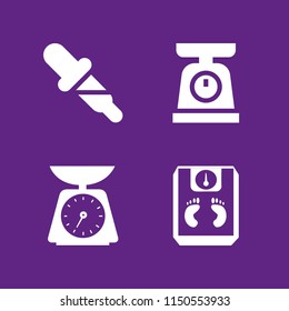 4 measure icons in vector set. dropper, diet and weight illustration for web and graphic design