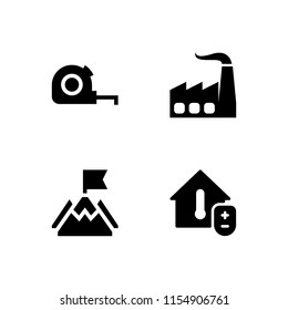4 measure icons in vector set. ruler, infrastructure, mission and temperature illustration for web and graphic design