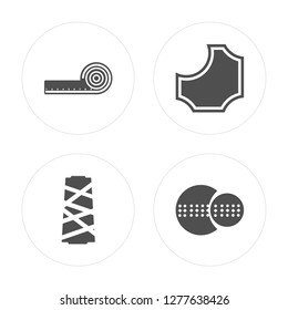 4 Measuring tape, Thread, Pattern, Thimble modern icons on round shapes, vector illustration, eps10, trendy icon set.