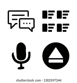 4 media icons with four graphics symbol of interface and eject in this set
