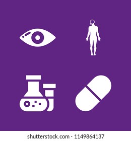 4 medical icons in vector set. medicine, pill, human body and lab illustration for web and graphic design