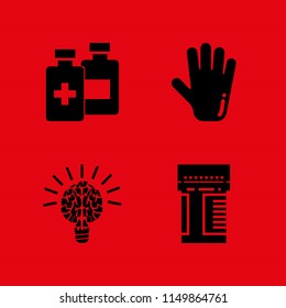 4 medical icons in vector set. pharmaceutical, medicine, brain and anatomy illustration for web and graphic design