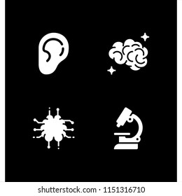 4 medicine icons in vector set. hear, brain and lab microscope illustration for web and graphic design