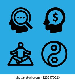 4 meditation icons with lotus position and head in this set