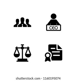 4 iconos de reunión en conjunto vectorial. ilustración empresarial, contractual, jurídica y de equipo para el diseño web y gráfico