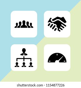 4 men icons in vector set. boss, work, deal and group illustration for web and graphic design