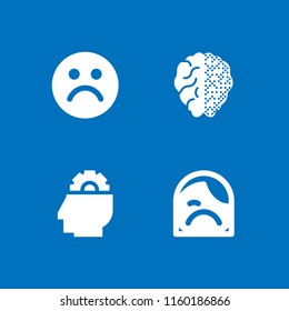 4 mental icons in vector set. mind, sad and brain illustration for web and graphic design