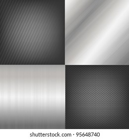 4 Metal Texture Backgrounds, Vector Background