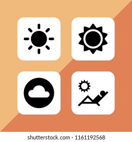 4 meteorology icons in vector set. sun and cloud illustration for web and graphic design