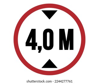 4 meters maximum height. Brazilian traffic sign for height adjustment. traffic sign isolated on white background