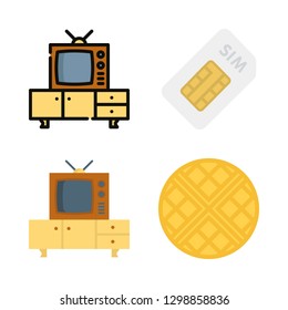 4 microchip icons with sim card and wafer in this set svg