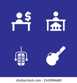 4 microphone icon set with guitar protector, customer service and microphone vector illustration for graphic design and web