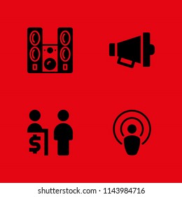 4 microphone icon set with megaphone, customer service and podcast vector illustration for graphic design and web