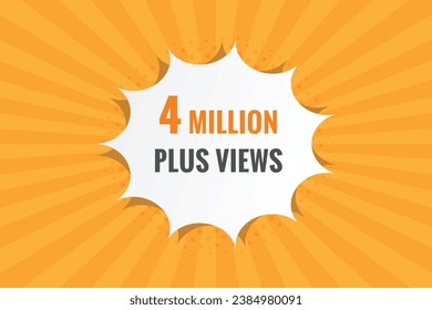 botón web de texto de 4 millones más vistas. Etiqueta de banner de 4 millones más vistas
