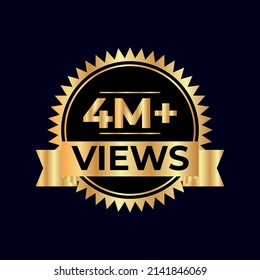 Vector De 4 Millones Más Vistas.  ve sticker para amigos o seguidores de redes sociales, como
