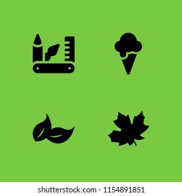 4 minimal icons in vector set. art and design, autumn, leaf and summer illustration for web and graphic design