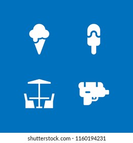4 minimal icons in vector set. furniture and summer illustration for web and graphic design