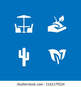 4 minimal icons in vector set. cactus, leaf and furniture illustration for web and graphic design