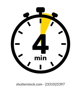 4 Minutes Analog Clock Icon white background .