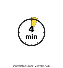 4 Minutes Analog Clock Icon white background .