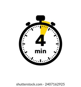 4 Minutes Analog Clock Icon white background design.