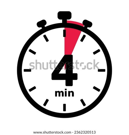 4 Minutes Analog Clock Icon white background.