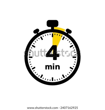 4 Minutes Analog Clock Icon white background design.