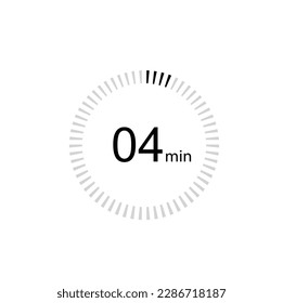 4 minutes timer icon,4 min digital timer. Clock and watch, timer, countdown.