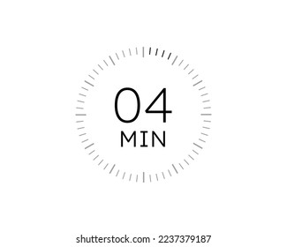 4-minütige Uhren, Timer 4 min-Symbol, Vektorgrafik