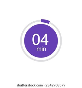 4 minutes timers Clocks, Timer 4 min vector illustration.