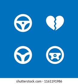 4 mirror icons in vector set. broken, drive, steering wheel and car steering wheel illustration for web and graphic design