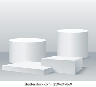 4 mockup podiums for product presentation on white background