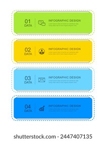 4 modern data infographics tab index template. Illustration abstract background.