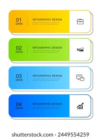 4 modern data infographics tab index template. Illustration abstract background.