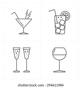 4 modern flat bar icons