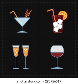 4 modern flat bar icons