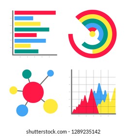 4 Modern flat style design infographics icons signs set vector illustration isolated on white background.
