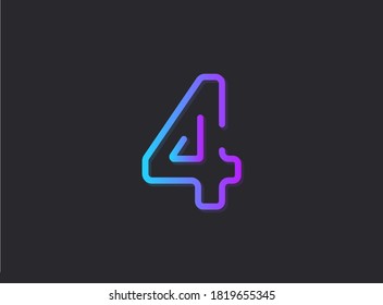 4, modern gradient number. Trendy, dynamic creative style design. For logo, brand label, design elements, application and more. Isolated vector illustration