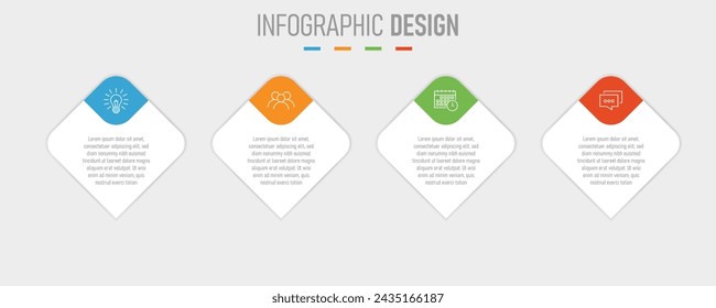 4 Modern rectangular infographic template. Colorful vector elements with editable text. EPS 10 