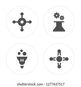 4 Molecule, Idea, Mechanism, Atom modern icons on round shapes, vector illustration, eps10, trendy icon set.