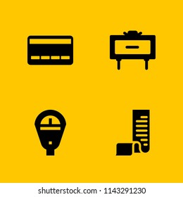 4 money icon set with receipt, parking meter and credit card vector illustration for graphic design and web