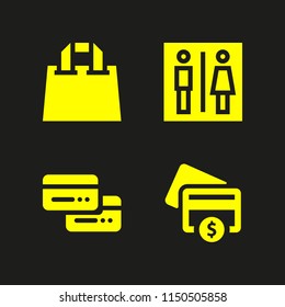 4 money icons in vector set. credit cards, credit card and commerce and shopping illustration for web and graphic design